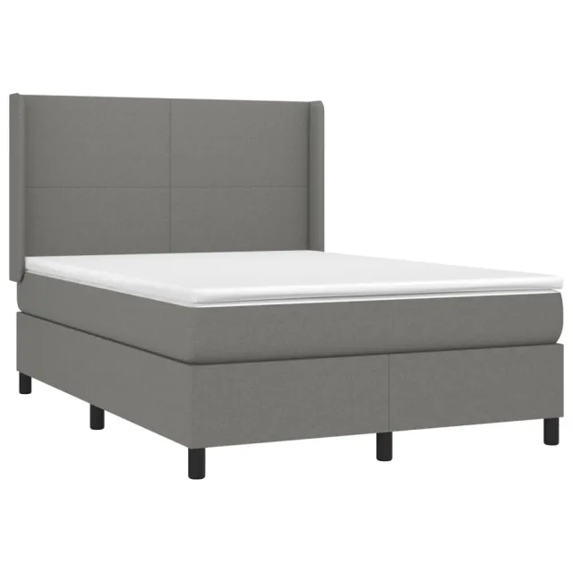 Sommier à lattes de lit avec matelas Gris foncé 140x200cm Tissu