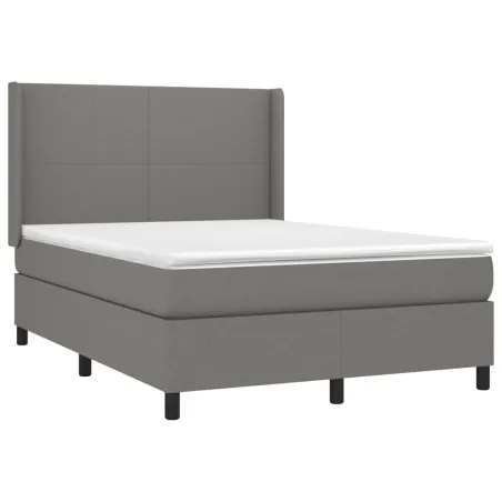 Sommier à lattes de lit avec matelas Gris foncé 140x200cm Tissu