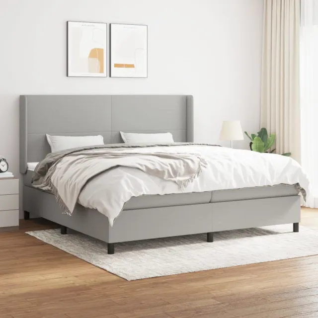 Sommier à lattes de lit avec matelas Gris clair 200x200cm Tissu