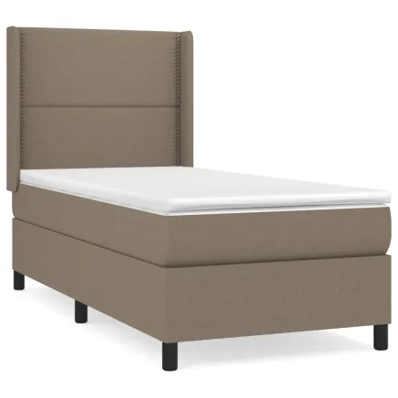 Sommier à lattes de lit avec matelas Taupe 90x200 cm Tissu 2