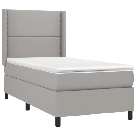 Sommier à lattes de lit avec matelas Gris clair 100x200cm Tissu
