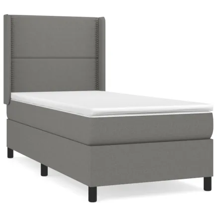 Sommier à lattes de lit avec matelas Gris foncé 100x200cm Tissu 2