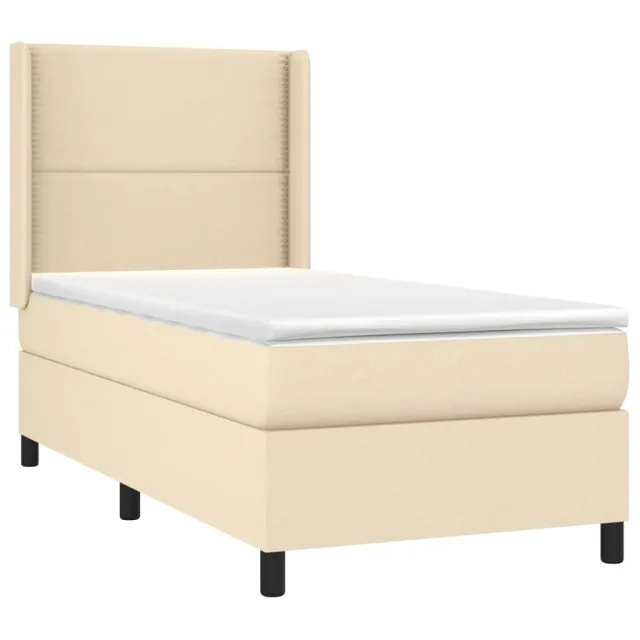 Sommier à lattes de lit avec matelas Crème 100x200 cm Tissu