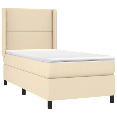 Sommier à lattes de lit avec matelas Crème 100x200 cm Tissu