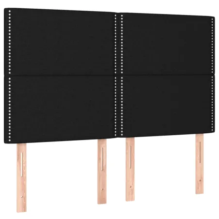 Sommier à lattes de lit avec matelas Noir 140x200 cm Tissu