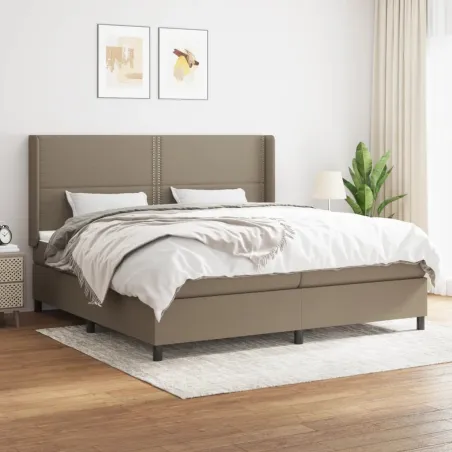 Sommier à lattes de lit avec matelas Taupe 200x200 cm Tissu