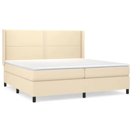 Sommier à lattes de lit avec matelas Crème 200x200 cm Tissu