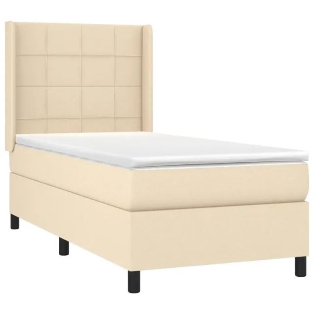 Sommier à lattes de lit avec matelas Crème 80x200 cm Tissu