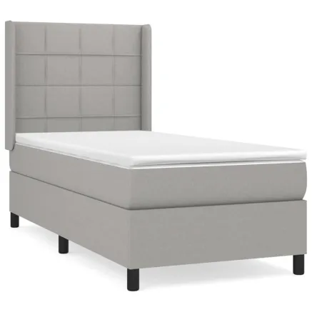 Sommier à lattes de lit avec matelas Gris clair 90x200 cm Tissu 2