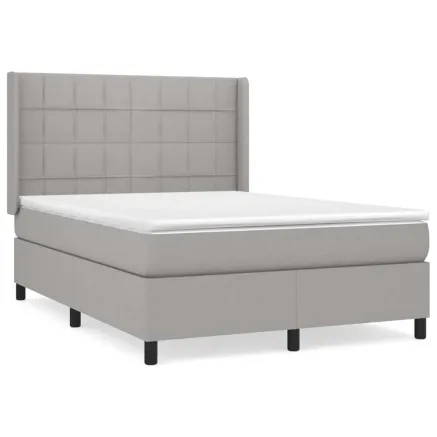 Sommier à lattes de lit avec matelas Gris clair 140x190cm Tissu 2