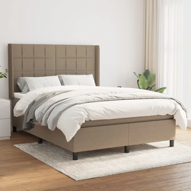 Sommier à lattes de lit avec matelas Taupe 140x190 cm Tissu