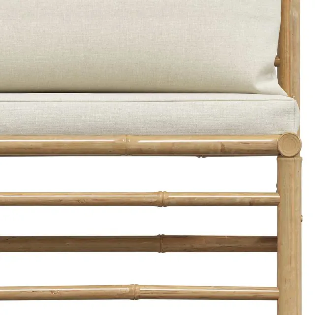 Salon de jardin 2 pcs avec coussins blanc crème Bambou