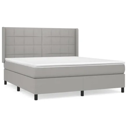 Sommier à lattes de lit avec matelas Gris clair 180x200cm Tissu 2
