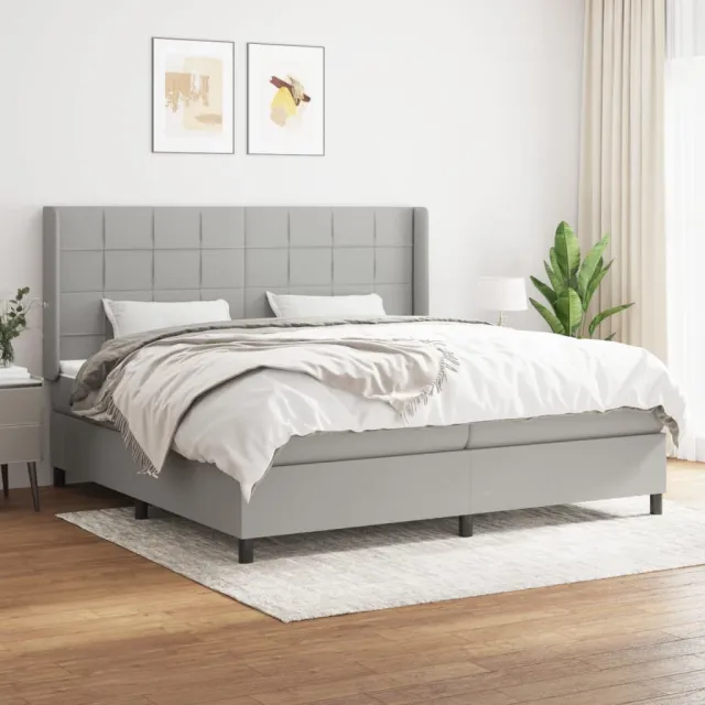 Sommier à lattes de lit avec matelas Gris clair 200x200cm Tissu