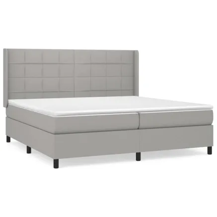 Sommier à lattes de lit avec matelas Gris clair 200x200cm Tissu 2