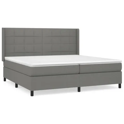 Sommier à lattes de lit avec matelas Gris foncé 200x200cm Tissu 2