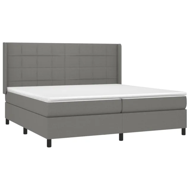 Sommier à lattes de lit avec matelas Gris foncé 200x200cm Tissu