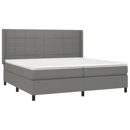 Sommier à lattes de lit avec matelas Gris foncé 200x200cm Tissu