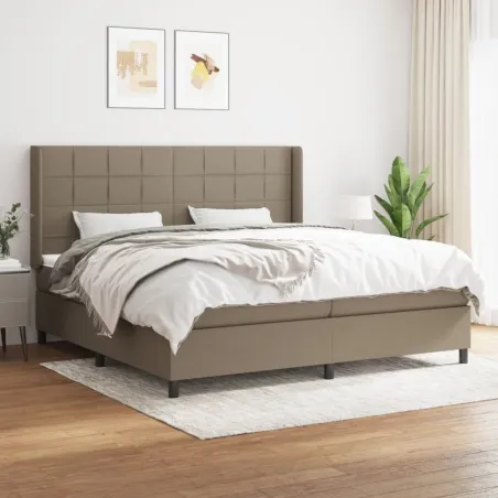 Sommier à lattes de lit avec matelas Taupe 200x200 cm Tissu