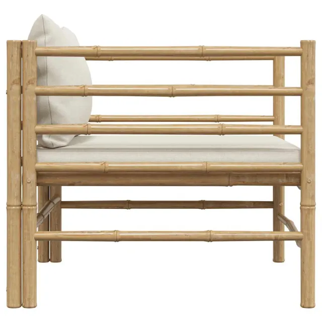 Canapé de jardin avec coussins blanc crème Bambou