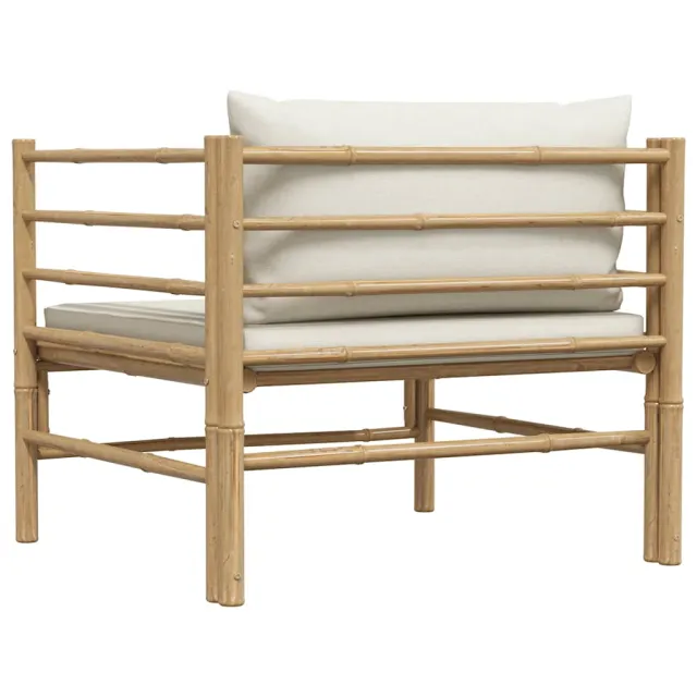Canapé de jardin avec coussins blanc crème Bambou