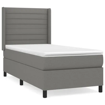 Sommier à lattes de lit avec matelas Gris foncé 90x200 cm Tissu 2