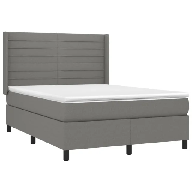 Sommier à lattes de lit avec matelas Gris foncé 140x190cm Tissu