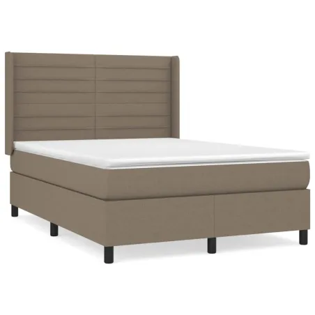 Sommier à lattes de lit avec matelas Taupe 140x190 cm Tissu