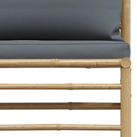 Salon de jardin 2 pcs avec coussins gris foncé Bambou