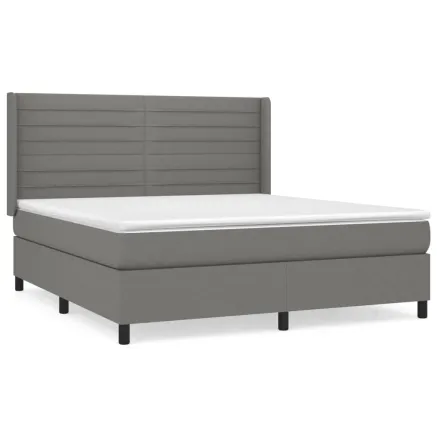 Sommier à lattes de lit avec matelas Gris foncé 160x200cm Tissu 2