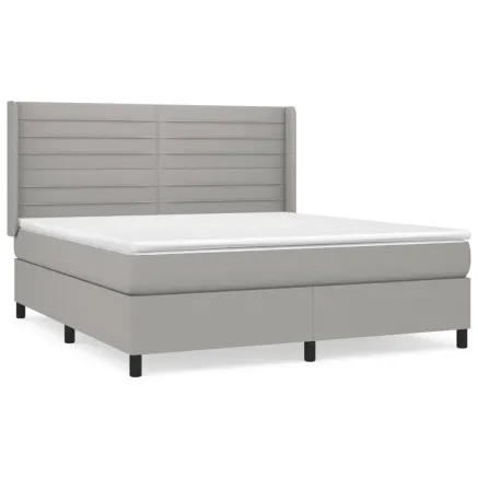 Sommier à lattes de lit avec matelas Gris clair 180x200cm Tissu 2