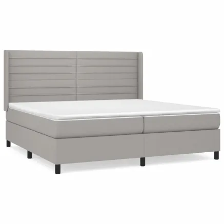Sommier à lattes de lit avec matelas Gris clair 200x200cm Tissu 2