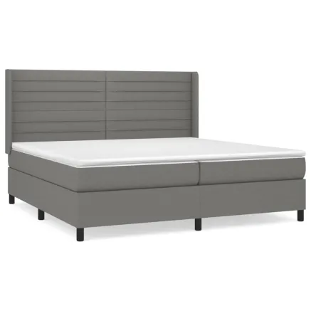 Sommier à lattes de lit avec matelas Gris foncé 200x200cm Tissu 2