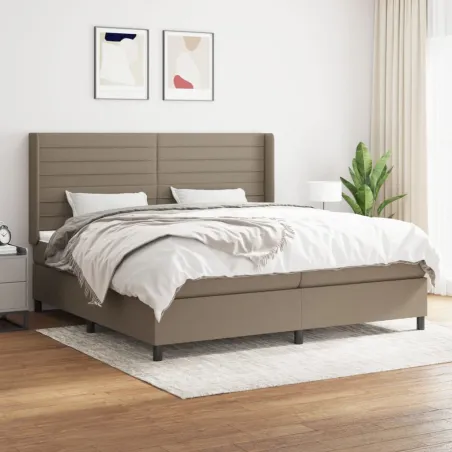 Sommier à lattes de lit avec matelas Taupe 200x200 cm Tissu