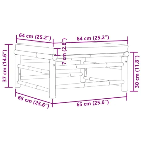 Repose-pied de jardin avec coussin gris foncé Bambou