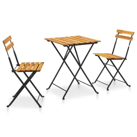 Mobilier de bistro pliable 3 pcs Bois d'acacia solide 2
