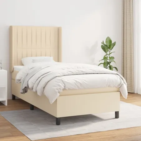 Sommier à lattes de lit avec matelas Crème 100x200 cm Tissu
