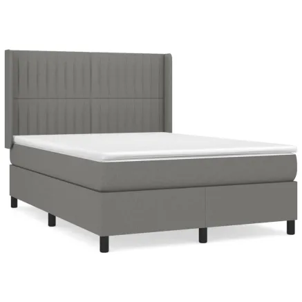 Sommier à lattes de lit avec matelas Gris foncé 140x190cm Tissu 2