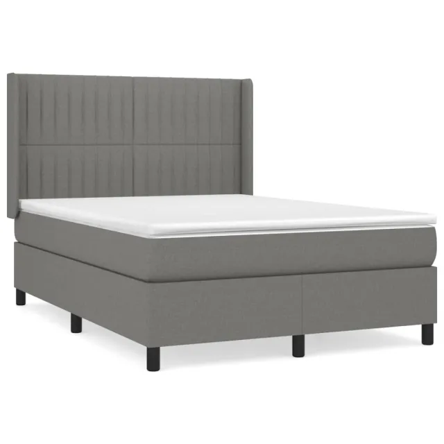 Sommier à lattes de lit avec matelas Gris foncé 140x190cm Tissu