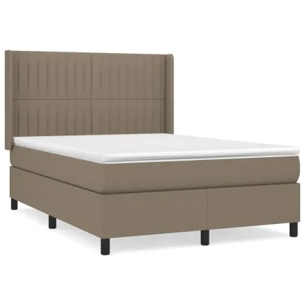 Sommier à lattes de lit avec matelas Taupe 140x190 cm Tissu 2