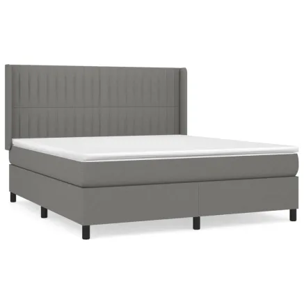 Sommier à lattes de lit avec matelas Gris foncé 180x200cm Tissu 2