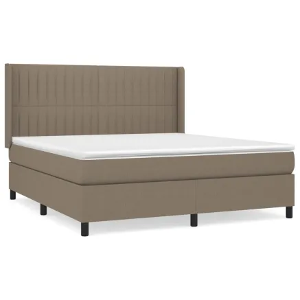 Sommier à lattes de lit avec matelas Taupe 180x200 cm Tissu 2