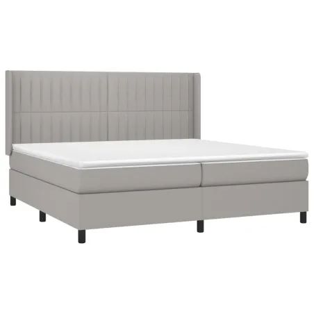 Sommier à lattes de lit avec matelas Gris clair 200x200cm Tissu