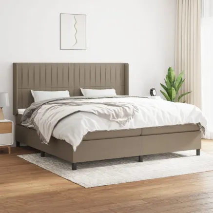 Sommier à lattes de lit avec matelas Taupe 200x200 cm Tissu