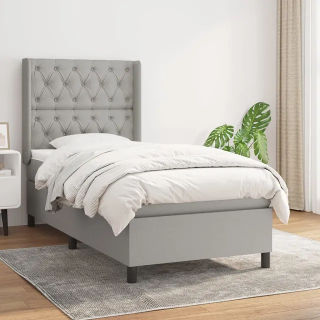 Sommier à lattes de lit avec matelas Gris clair 80x200 cm Tissu