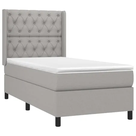 Sommier à lattes de lit avec matelas Gris clair 80x200 cm Tissu