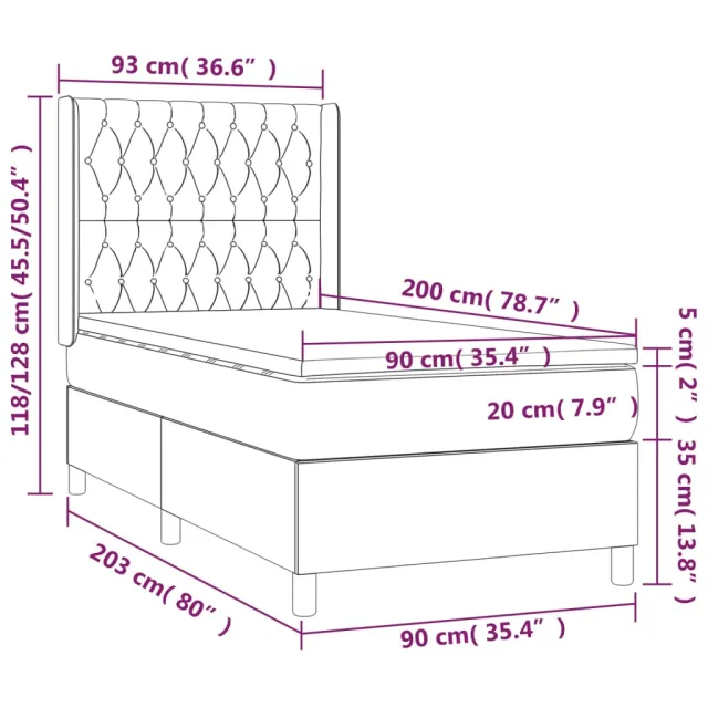 Sommier à lattes de lit avec matelas Crème 90x200 cm Tissu