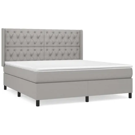 Sommier à lattes de lit avec matelas Gris clair 160x200cm Tissu 2