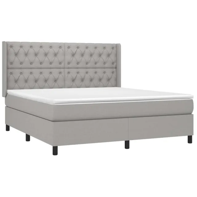 Sommier à lattes de lit avec matelas Gris clair 160x200cm Tissu