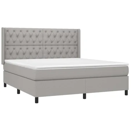 Sommier à lattes de lit avec matelas Gris clair 160x200cm Tissu